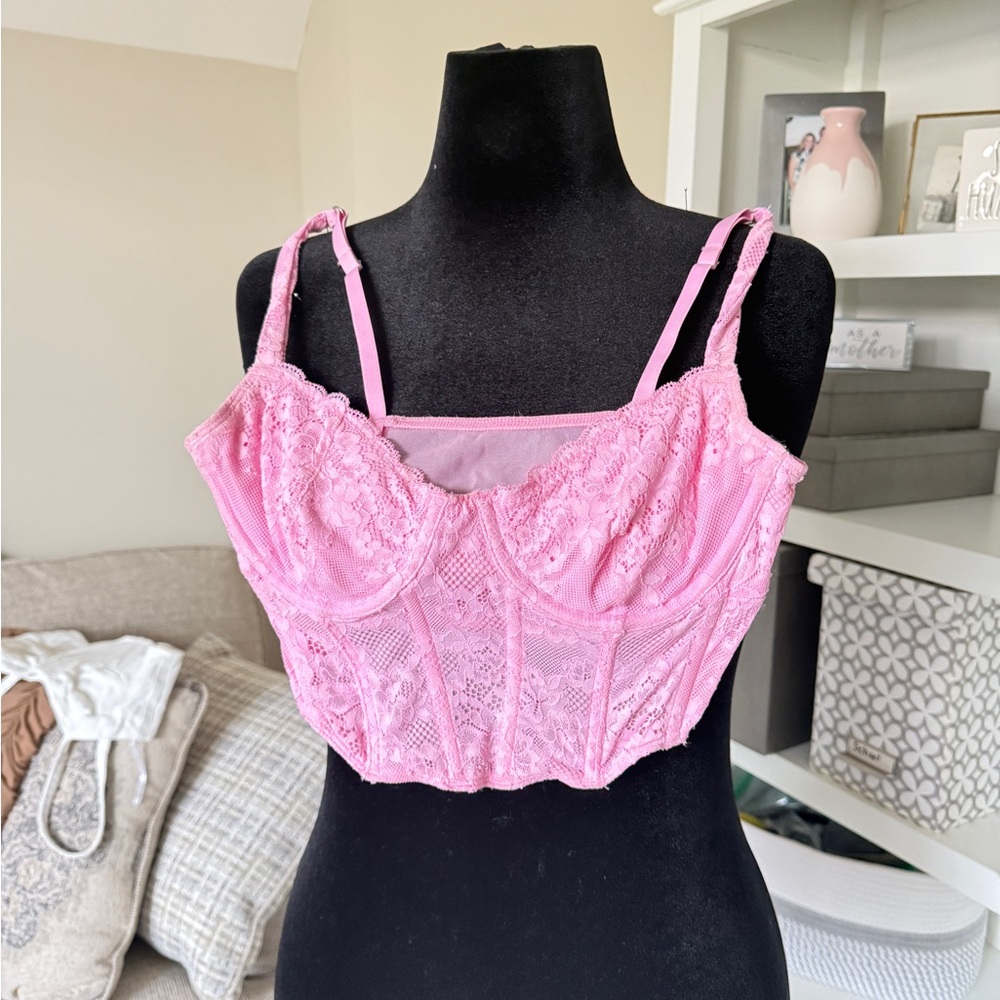 Hollister Pink Lace Crop Top
